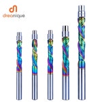Dreanique DLC 코팅 솔리드 카바이드 베어링 가이드 밀링 커터 나선형 플러시 트림 목공 트리머 비트