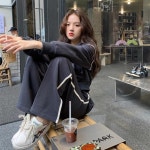여성 데일리 절개 후드집업 바지 세트 셋업
