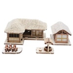 DIY 조립식 목재 미니어쳐 건축 모형 초가집 세트