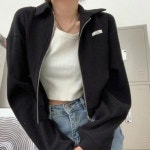 심플투웨이카라짚업 크롭양지퍼여성자켓