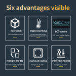 미니 예열 플레이트 납땜 재 작업 스테이션 PCB SMD 보드 납땜 가열 테이블 조절 가능한 온도 G3061 PD65W