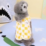 강아지 데일리 귀여운 체크 패턴 산책 털 조끼