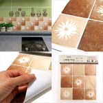 그래픽타일 주방 벽장식 싱크대 가구 스티커 벽돌 4매