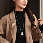 목걸이 팬던트 핵진주 자개 나비 지르코니아 브로치