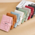 메탈 스냅 버튼 로고악어 가죽 패턴 데일리 반지갑