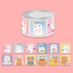12종 곰돌이 토끼 사각형 스티커 300pcs 다꾸 스티커 S-679