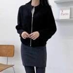 여자 라운드넥 니트 집업 가디건 간절기 아우터