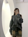 오프너 어깨 절개 트임 라운드 데일리 고급사 니트