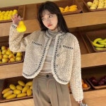 여성 페이크 밍크 퍼 크롭자켓 트위드 가디건 아우터