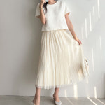 VY 여자 청초 아코디언 리버서블 샤스커트 발레코어룩 롱스커트 16113230 588847