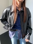 미트미 램 블루종 레더 자켓