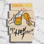 꾸밈 ad533-우드패널액자56CmX77 오늘은치맥이다