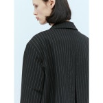 GANNI 24 FW 가니 여성 핀스트라이프 오버사이즈 수트 블레이저 gan0254002blk 71755248