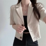 심플리 베이직 린넨 크롭자켓