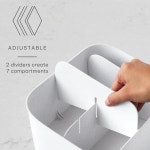 YouCopia ShelfBin 주방 식료품 저장실 정리용 BPA 프리 분할 보관 바구니 조절 가능한 스낵 통 반점 화이