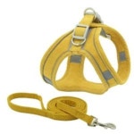 강아지 스웨이드 하네스 세트 반려견 산책