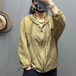 얇은 무스탕 여성용 자외선 의류 캐주얼 후드 재킷 루즈 겉옷 여성 코트 H2985