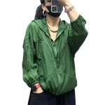 얇은 무스탕 여성용 자외선 의류 캐주얼 후드 재킷 루즈 겉옷 여성 코트 H2985
