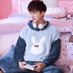 잠옷 남성 잠옷 정장 두꺼운 플란넬 가을 겨울 사랑스러운 잠옷 긴 소매 캐주얼 홈 의류 세트 H5642
