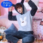 잠옷 남성 잠옷 정장 두꺼운 플란넬 가을 겨울 사랑스러운 잠옷 긴 소매 캐주얼 홈 의류 세트 H5642