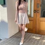 다잇템 여자 후레아 꽃무늬 벚꽃룩 쁘띠 데이트룩 패턴 스커트 16145032 588872