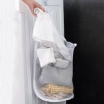 빨래 세탁 벽걸이 메쉬망 빨래통 바구니 원룸 수거함 후크1개