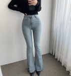 글램핏 연청바지 하이웨스트 슬림 부츠컷 컷팅 스판 데님 팬
