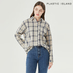 플라스틱아일랜드 플라스틱아일랜드 캐주얼 루즈핏 체크 카라 포켓 롱 셔츠 PQTWB010