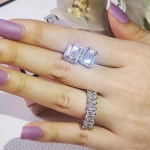 실버 컬러 신부 보석 세트 헤일로 약혼 반지 라운드 스터드 귀걸이 웨딩 선물 크리스마스 b 2 개 J6036