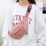 남녀 미니 힙색 홀로그램 영문 1P 크로스백 보조 가방 민트