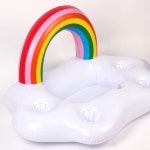 PET 강아지 튜브 무지개 물놀이 수영 보트 휴가용품