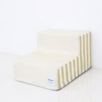 강아지 2단 그루브 스텝 스트라이프베이지 1P 계단