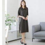 우일인견 여성 인견 데일리룩 코디 러프 카라 원피스