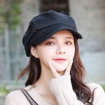 레트로 니트베레모 코튼 베레모 모자 여성 가을 겨울 단색 짧은 처마 H7504