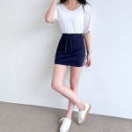 여자 두줄 미니스커트 1P 데일리 트레이닝 짧은 치마