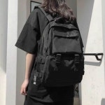 남녀 올블랙 버클 백팩 1P 캐주얼 학교 학원 가방