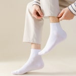 사계절 남녀공용 중목 무지 양말 면 삭스 흰색