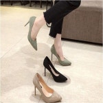 여성 페미닌 스틸레토 힐 스웨이드 하이힐 킬힐 구두