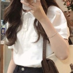 여자 여름 데일리 카라티 베이직 카라 티셔츠