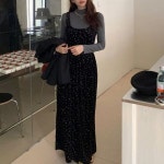 꽃무늬 롱원피스 겨울 패턴 원피스 데이트룩 ONE