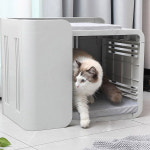 네이처펫 고양이 시그니처 반려동물 펫 하우스 숨숨집 화이트그레이 중형