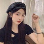 여성용 잉크 렌더링 베레모 얇은 레트로 화가 신문 소년 모자 하이 엔드 남성 여름 2022