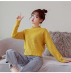 가을 겨울 여성 짧은 스웨터 두꺼운 느슨한 레저 컬러 점퍼 탑 학생 소녀 H9510
