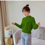 가을 겨울 여성 짧은 스웨터 두꺼운 느슨한 레저 컬러 점퍼 탑 학생 소녀 H9510