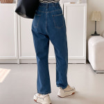 즈본 보이핏 원핀턱 뒷밴딩 여성 슬라우치 배기 청바지 J1041