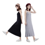 여성 여름 끈나시 롱원피스 1P 이너 나시 민소매 치마 블랙-FREE