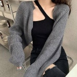 여성 크롭 가디건 볼레로 긴팔 숏가디건 봄 아우터