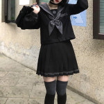 블랙 복고 유니폼 세라복 교복세트 긴팔 학생복 교