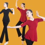 발레 여성 라인댄스복 줌바 스포츠 사교댄스 밸리 상의 티셔츠 문화센터 엄마선물 2종세트