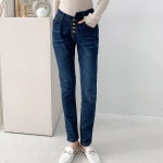 즈본 언발란스 앞단추 스판 배기 청바지 J2004